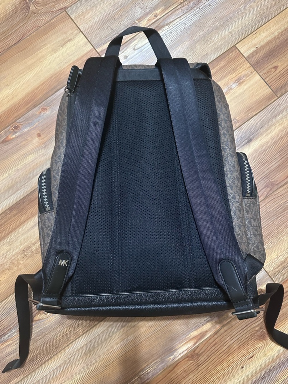 Michael Kors Brown Logo Monogram Backpack with Black Trim - Picture 3 of 4